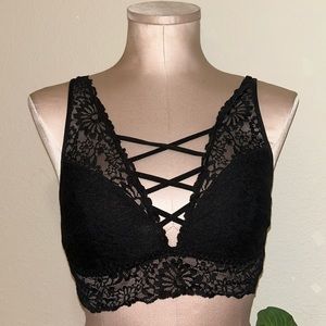 Black Lacey Bralette with criss cross front from PINK 2010s